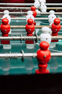 Close-up of foosball table