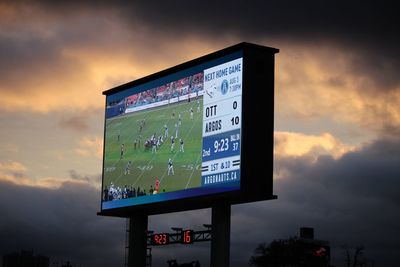 Information sign against sky