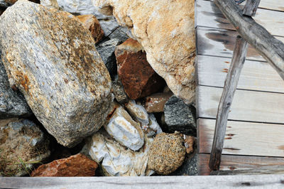 High angle view of wood