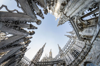 Low angle view of old church against sky