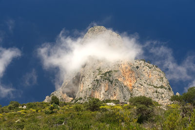 Scenic view of waterfall against sky