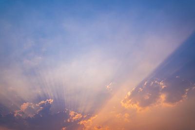 Low angle view of sky at sunset