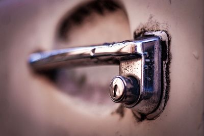 Close-up of vintage car door