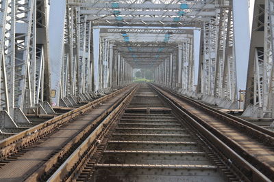 Railroad tracks in bridge