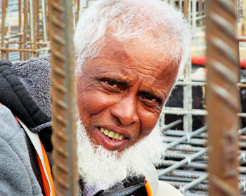 Close-up portrait of man in winter