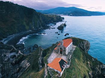 High angle view of sea against sky