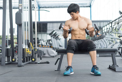 Man exercising in gym