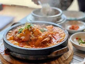 Close-up of food in bowl on table