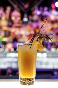 Close-up of cocktail on bar counter