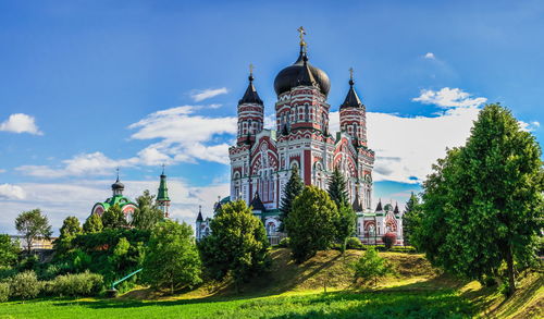 Cathedral of st. panteleimon in the feofaniia park, kyiv, ukraine, on a sunny summer day