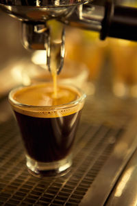 Close-up of coffee in glass