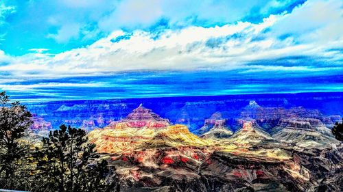 Scenic view of landscape against cloudy sky