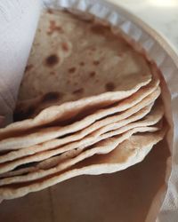 High angle view of bread on table