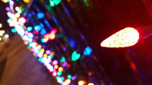 High angle view of illuminated street lights at night