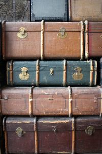 Stack of old suitcase trunks