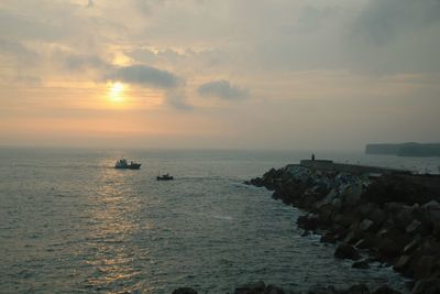 Scenic view of sunset over sea