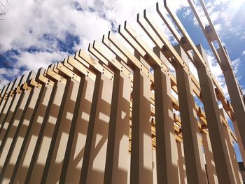 Low angle view of built structures against sky