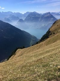 Scenic view of mountains against sky