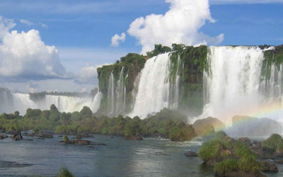 View of waterfall against the sky