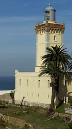 Low angle view of lighthouse against the sky