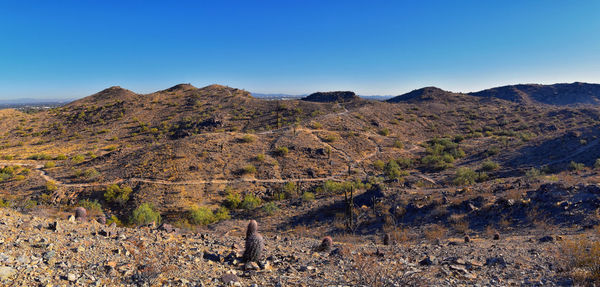 South mountain park preserve views pima canyon hiking trail, phoenix, southern arizona desert. usa