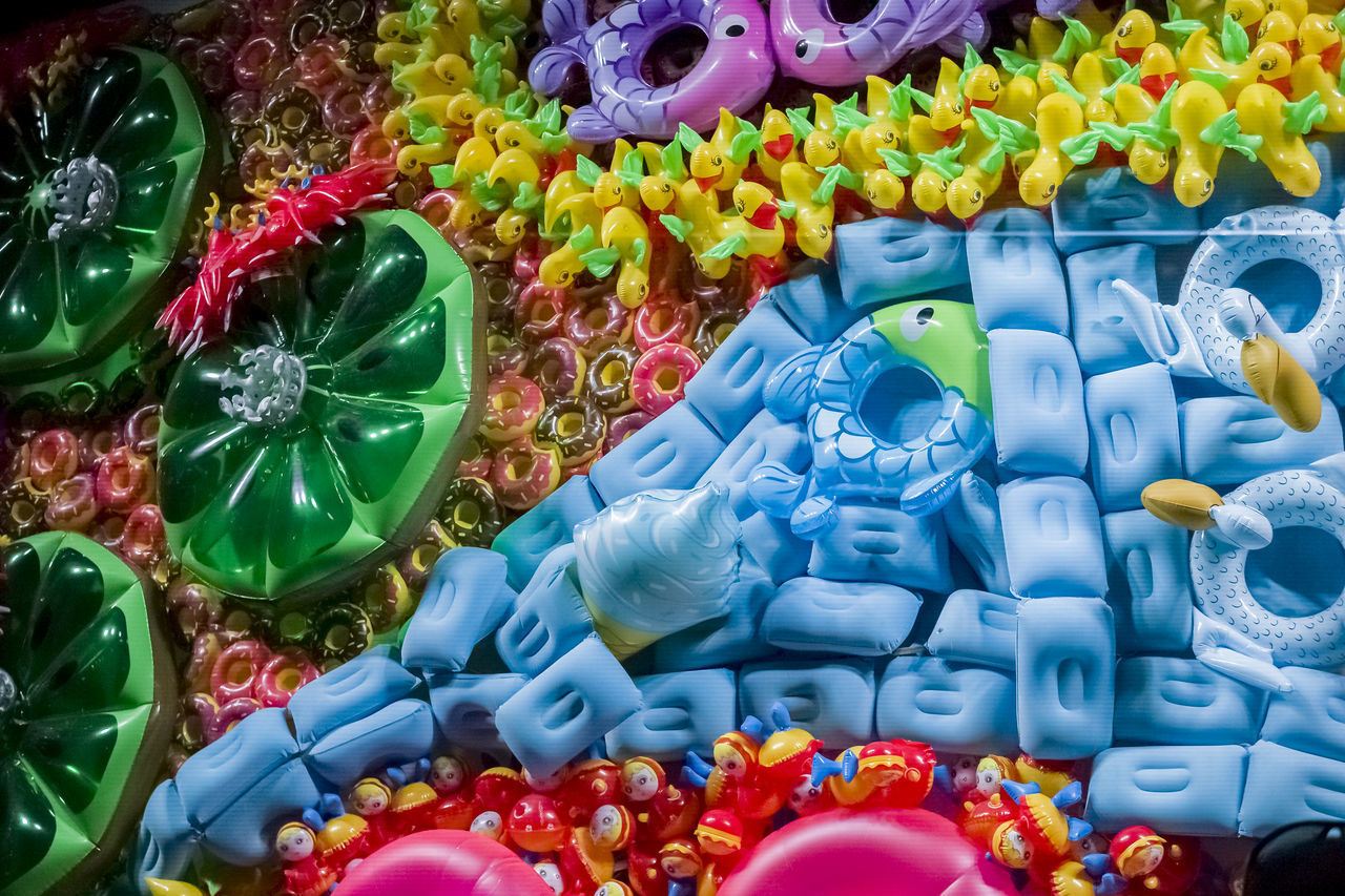 FULL FRAME SHOT OF COLORFUL PLASTIC BAG