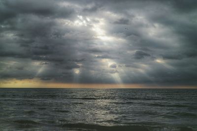 Scenic view of sea against cloudy sky