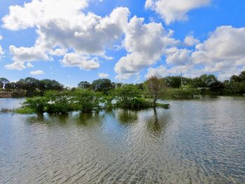 Scenic view of lake against sky