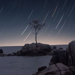 Scenic view of sea against sky at night