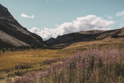 Scenic view of mountains against sky