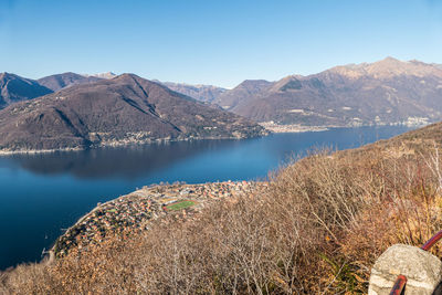 Aerial view of the lake maggiore, maccagno and cannobio