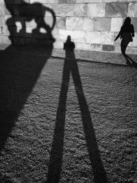 Shadow of people walking on street