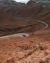 High angle view of road along landscape