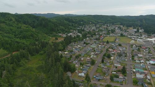 High angle view of townscape against sky