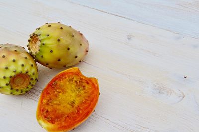 High angle view of fruits on table