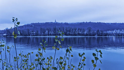 Scenic view of lake against sky