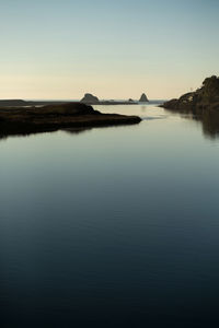 Scenic view of lake against clear sky