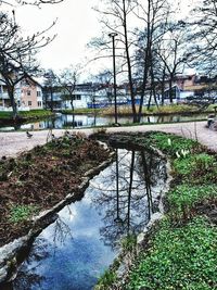 Reflection of buildings in water