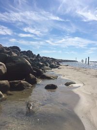 Scenic view of beach against sky