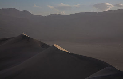Scenic view of mountain range against sky