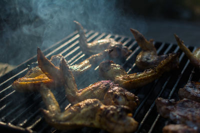 Close-up photo of food preparing barbeque