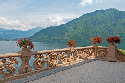 Beautiful balcony and view of lake como, italy.