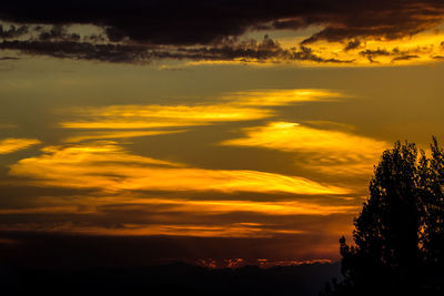 Scenic view of dramatic sky at sunset