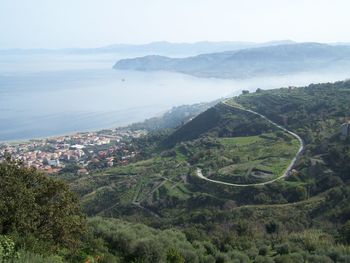 High angle view of landscape against sky