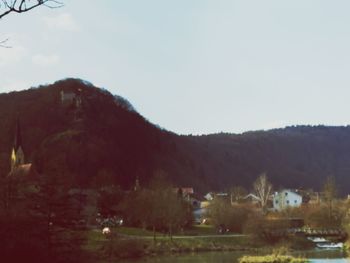 Scenic view of mountains against clear sky