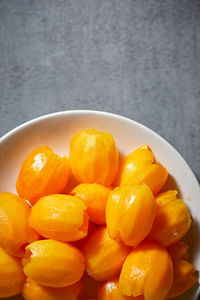 Close-up of tomatoes in bowl on table