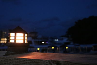 Close-up of illuminated built structure at night