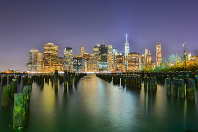 View of illuminated cityscape at night