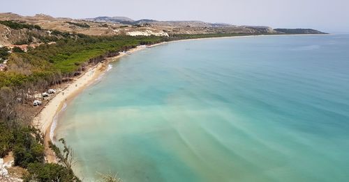 High angle view of beach against sky