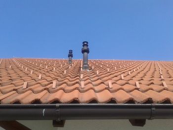 Low angle view of roof against clear sky